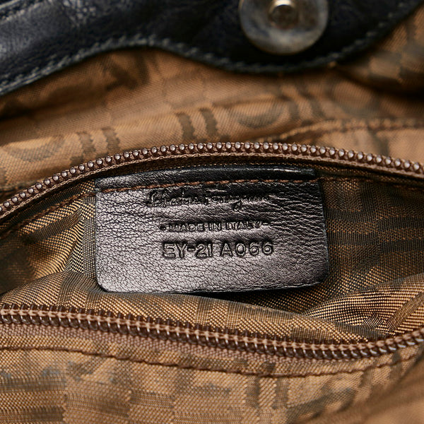 サルヴァトーレフェラガモ ガンチーニ ハンドバッグ EY-21 A066 ブラック レザー レディース Salvatore Ferragamo 【中古】