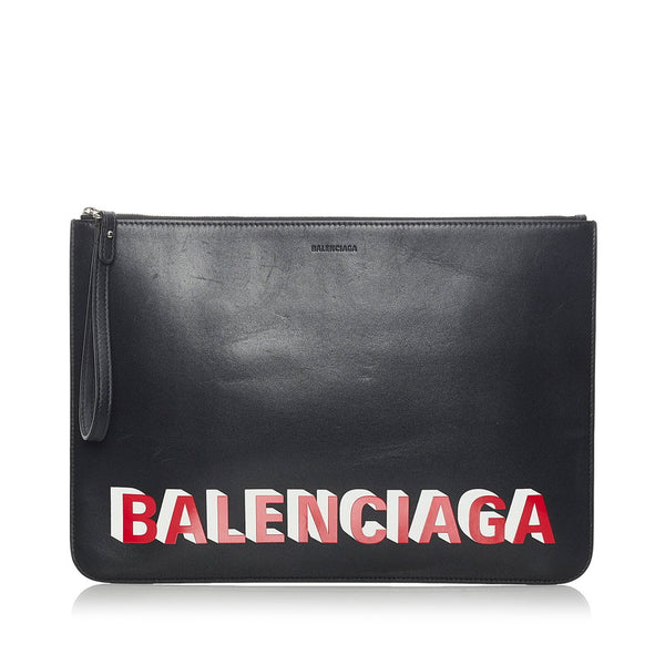 バレンシアガ ロゴ クラッチバッグ 630626 ブラック レザー メンズ BALENCIAGA 【中古】