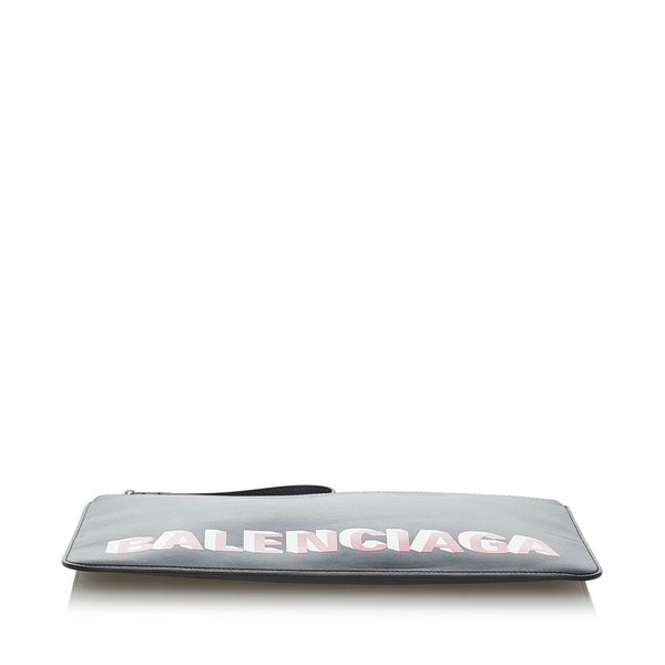 バレンシアガ ロゴ クラッチバッグ 630626 ブラック レザー メンズ BALENCIAGA 【中古】