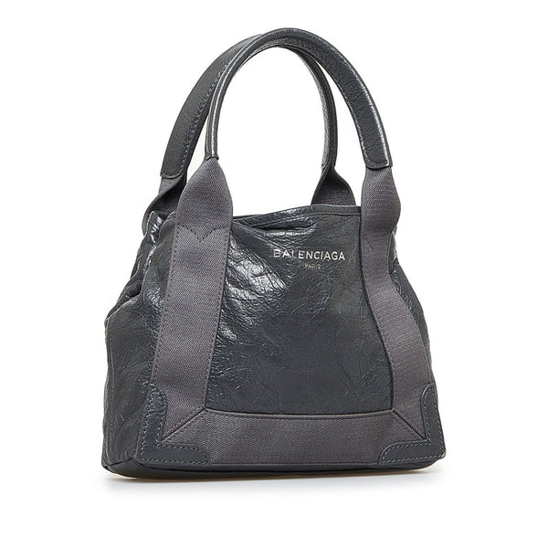 バレンシアガ ネイビーカバスXS ハンドバッグ ショルダーバッグ 2WAY 390346 グレー レザー レディース BALENCIAGA 【中古】
