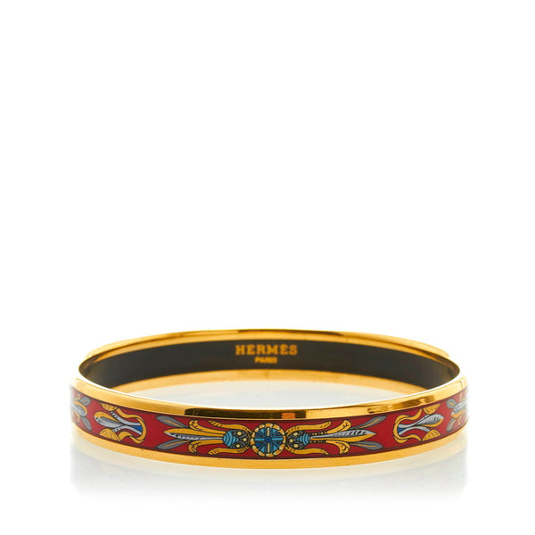 エルメス エマイユ バングル レッド ゴールド メッキ レディース HERMES 【中古】