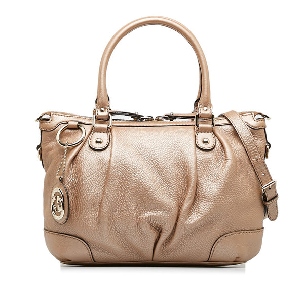 グッチ ディアマンテ スーキー ハンドバッグ ショルダーバッグ 2WAY 247902 ベージュ ピンク レザー レディース GUCCI 【中古】