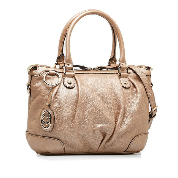 グッチ ディアマンテ スーキー ハンドバッグ ショルダーバッグ 2WAY 247902 ベージュ ピンク レザー レディース GUCCI 【中古】