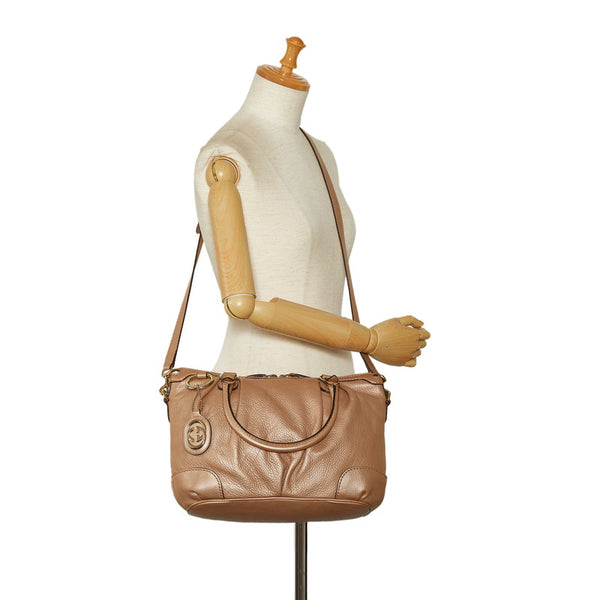 グッチ ディアマンテ スーキー ハンドバッグ ショルダーバッグ 2WAY 247902 ベージュ ピンク レザー レディース GUCCI 【中古】