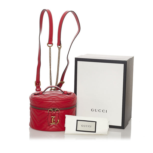 グッチ GGマーモント リュック デイパック 598594 レッド レザー レディース GUCCI 【中古】