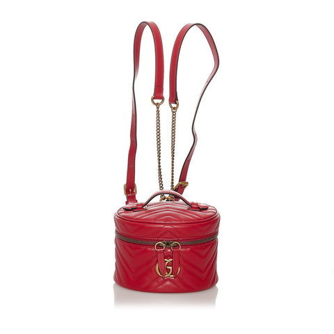グッチ GGマーモント リュック デイパック 598594 レッド レザー レディース GUCCI 【中古】