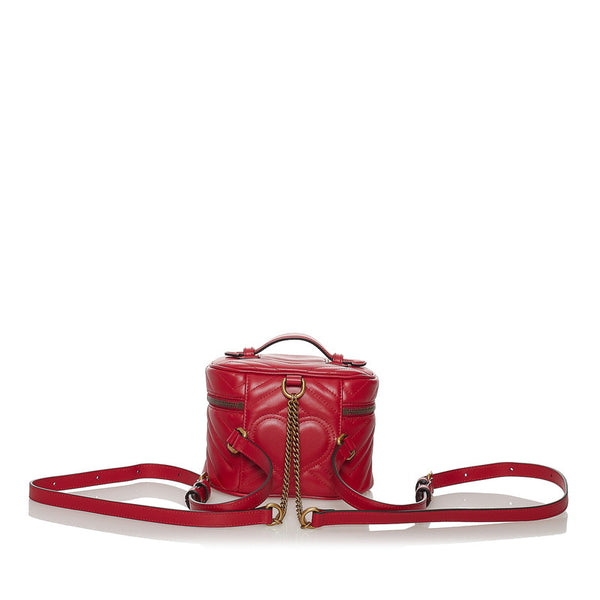 グッチ GGマーモント リュック デイパック 598594 レッド レザー レディース GUCCI 【中古】