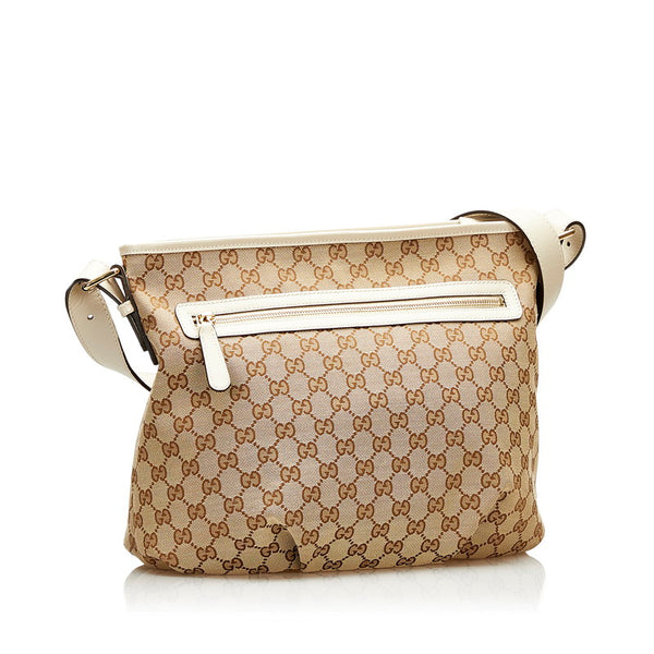 グッチ 斜め掛け ショルダーバッグ  388930 ベージュ ホワイト キャンバス レザー レディース GUCCI 【中古】