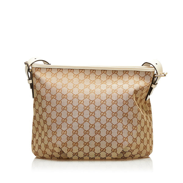 グッチ 斜め掛け ショルダーバッグ  388930 ベージュ ホワイト キャンバス レザー レディース GUCCI 【中古】