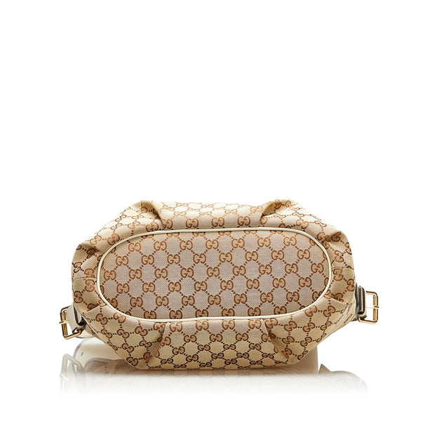 グッチ 斜め掛け ショルダーバッグ  388930 ベージュ ホワイト キャンバス レザー レディース GUCCI 【中古】