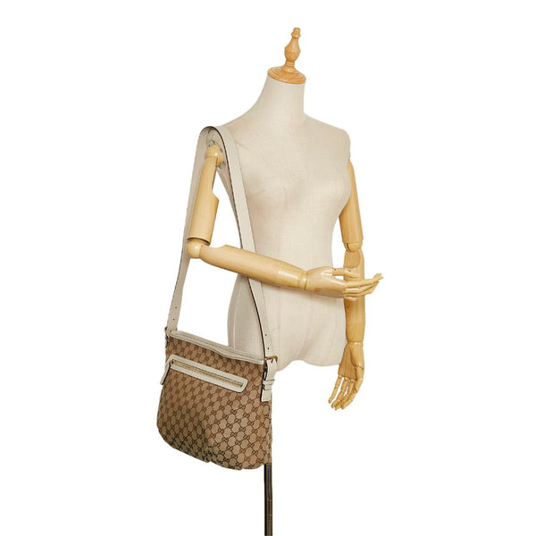 グッチ 斜め掛け ショルダーバッグ  388930 ベージュ ホワイト キャンバス レザー レディース GUCCI 【中古】