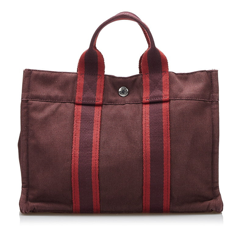 エルメス フールトゥPM ハンドバッグ レッド キャンバス レディース HERMES 【中古】