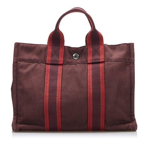 エルメス フールトゥPM ハンドバッグ レッド キャンバス レディース HERMES 【中古】