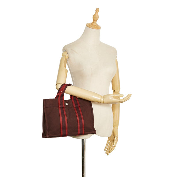 エルメス フールトゥPM ハンドバッグ レッド キャンバス レディース HERMES 【中古】