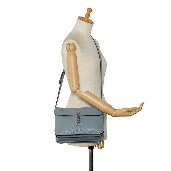 グッチ ニュージャッキー 斜め掛け ショルダーバッグ 362971 ライトブルー グレー レザー レディース GUCCI 【中古】