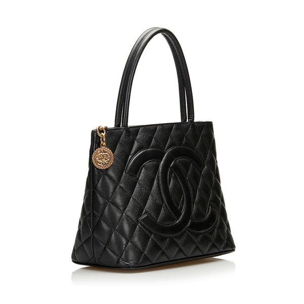シャネル マトラッセ 復刻トート ハンドバッグ トートバッグ ブラック ゴールド キャビアスキン レディース CHANEL 【中古】