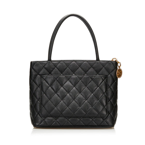 シャネル マトラッセ 復刻トート ハンドバッグ トートバッグ ブラック ゴールド キャビアスキン レディース CHANEL 【中古】