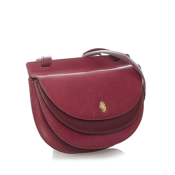 カルティエ マスト トリニティー 斜め掛け ショルダーバッグ ボルドー レザー レディース CARTIER 【中古】