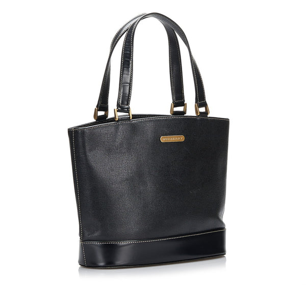 バーバリー ノバチェック シャドーホース ハンドバッグ トートバッグ ブラック レザー レディース BURBERRY 【中古】