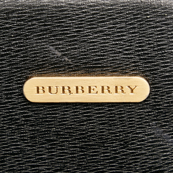 バーバリー ノバチェック シャドーホース ハンドバッグ トートバッグ ブラック レザー レディース BURBERRY 【中古】