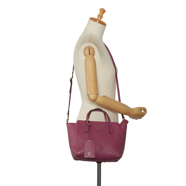 グッチ スウィングトート ハンドバッグ ショルダーバッグ 2WAY 368827 ピンク レザー レディース GUCCI 【中古】