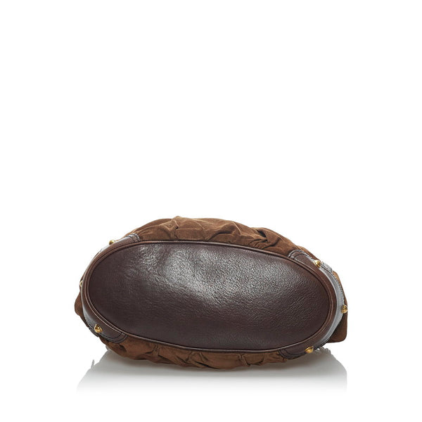 グッチ ホースビット ショルダーバッグ 203546 ダークブラウン スウェード レザー レディース GUCCI 【中古】