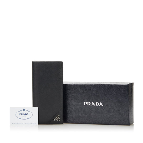 プラダ サフィアーノ 長財布 2MV836 ブラック NERO レザー メンズ PRADA 【中古】