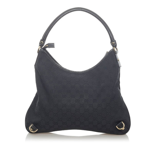 グッチ GGキャンバス アビー ハンドバッグ ショルダーバッグ 130737 ブラック キャンバス レザー レディース GUCCI 【中古】