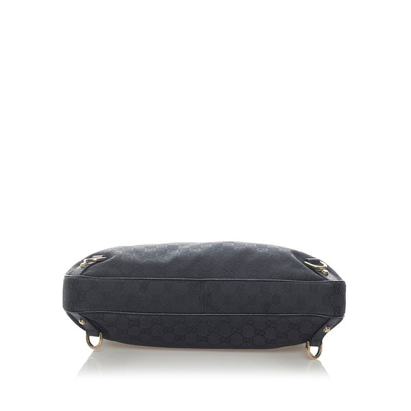 グッチ GGキャンバス アビー ハンドバッグ ショルダーバッグ 130737 ブラック キャンバス レザー レディース GUCCI 【中古】