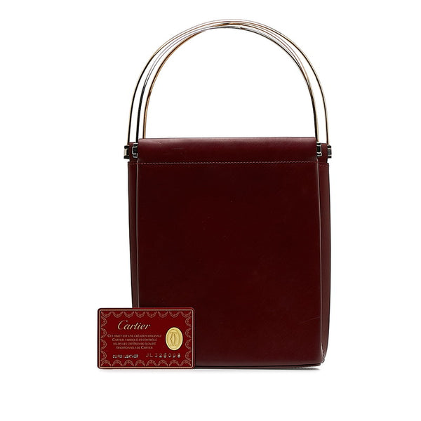 カルティエ トリニティ ハンドバッグ ワンショルダーバッグ ボルドー ワインレッド レザー メッキ レディース CARTIER 【中古】