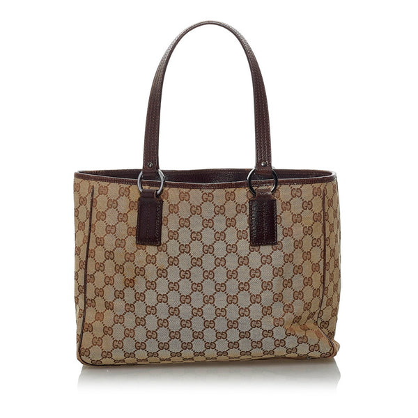 グッチ GGキャンバス ハンドバッグ 113017 ベージュ ブラウン キャンバス レザー レディース GUCCI 【中古】