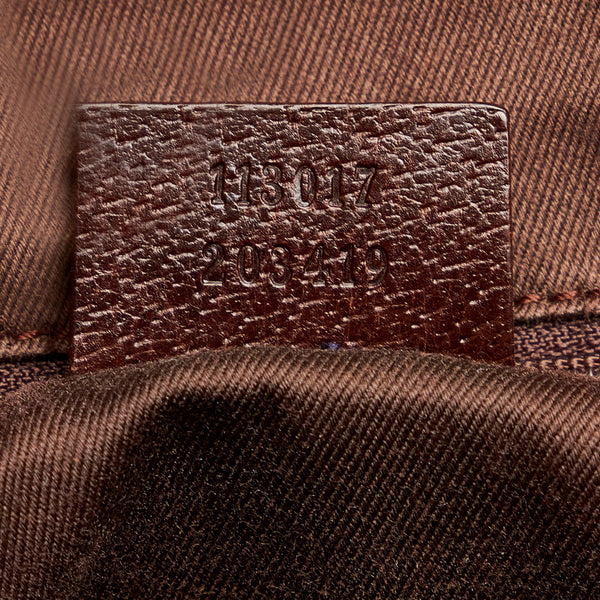 グッチ GGキャンバス ハンドバッグ 113017 ベージュ ブラウン キャンバス レザー レディース GUCCI 【中古】