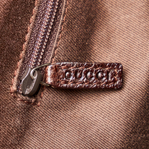 グッチ GGキャンバス ハンドバッグ 113017 ベージュ ブラウン キャンバス レザー レディース GUCCI 【中古】