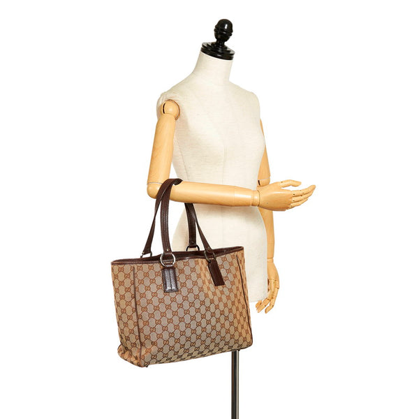 グッチ GGキャンバス ハンドバッグ 113017 ベージュ ブラウン キャンバス レザー レディース GUCCI 【中古】