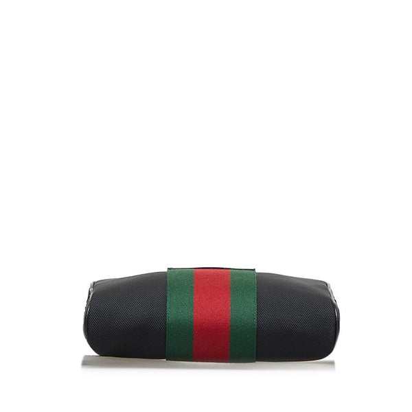グッチ シェリーライン ウエストバッグ ボディバッグ 630919 ブラック ナイロン レザー レディース GUCCI 【中古】
