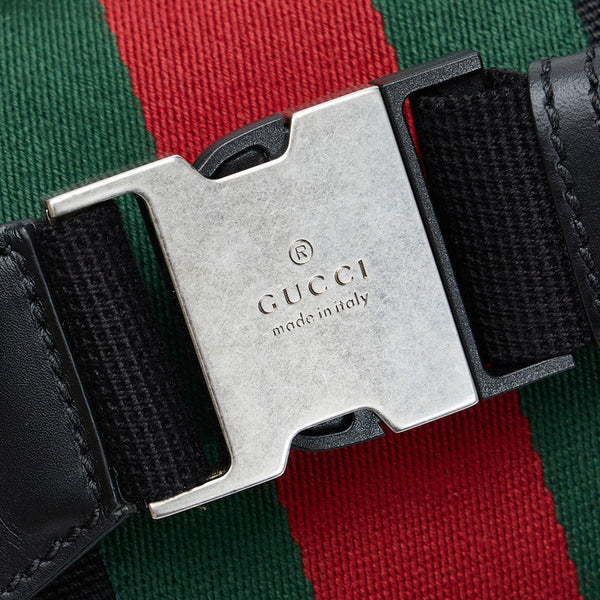 グッチ シェリーライン ウエストバッグ ボディバッグ 630919 ブラック ナイロン レザー レディース GUCCI 【中古】