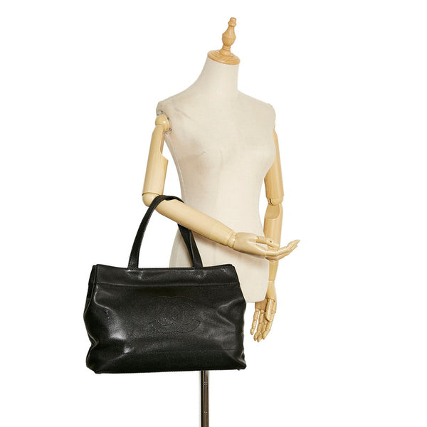 シャネル ココマーク トートバッグ ショルダーバッグ ブラック キャビアスキン レディース CHANEL 【中古】