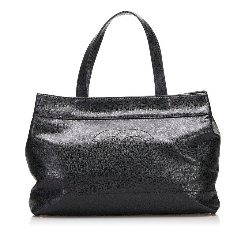 シャネル ココマーク トートバッグ ショルダーバッグ ブラック キャビアスキン レディース CHANEL 【中古】