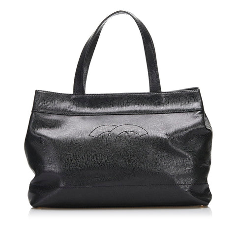 シャネル ココマーク トートバッグ ショルダーバッグ ブラック キャビアスキン レディース CHANEL 【中古】