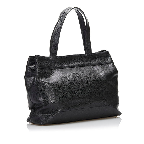シャネル ココマーク トートバッグ ショルダーバッグ ブラック キャビアスキン レディース CHANEL 【中古】