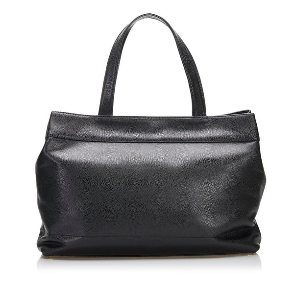 シャネル ココマーク トートバッグ ショルダーバッグ ブラック キャビアスキン レディース CHANEL 【中古】