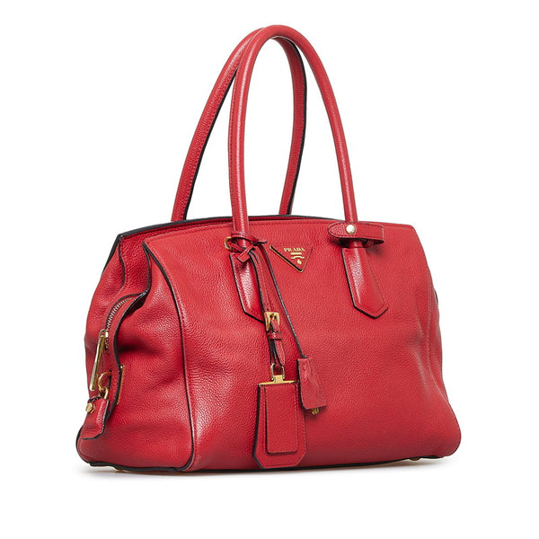 プラダ 三角ロゴプレート  ハンドバッグ ショルダーバッグ 2WAY レッド レザー レディース PRADA 【中古】