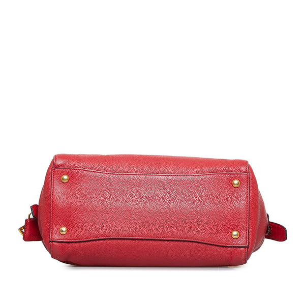 プラダ 三角ロゴプレート  ハンドバッグ ショルダーバッグ 2WAY レッド レザー レディース PRADA 【中古】