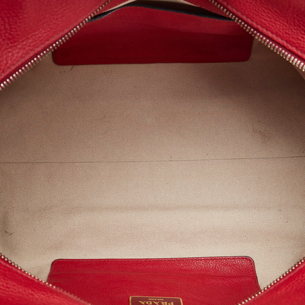 プラダ 三角ロゴプレート  ハンドバッグ ショルダーバッグ 2WAY レッド レザー レディース PRADA 【中古】