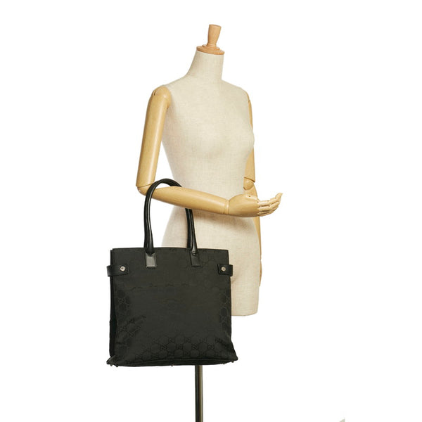 グッチ GGナイロン トートバッグ 143753 ブラック ナイロン レザー レディース GUCCI 【中古】