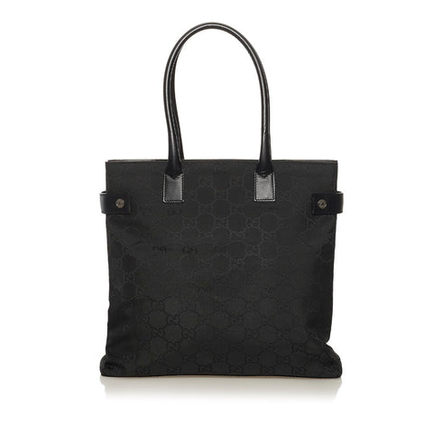 グッチ GGナイロン トートバッグ 143753 ブラック ナイロン レザー レディース GUCCI 【中古】