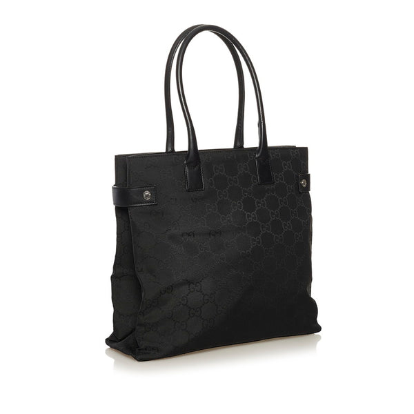 グッチ GGナイロン トートバッグ 143753 ブラック ナイロン レザー レディース GUCCI 【中古】