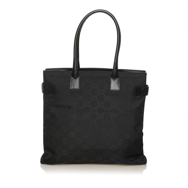 グッチ GGナイロン トートバッグ 143753 ブラック ナイロン レザー レディース GUCCI 【中古】