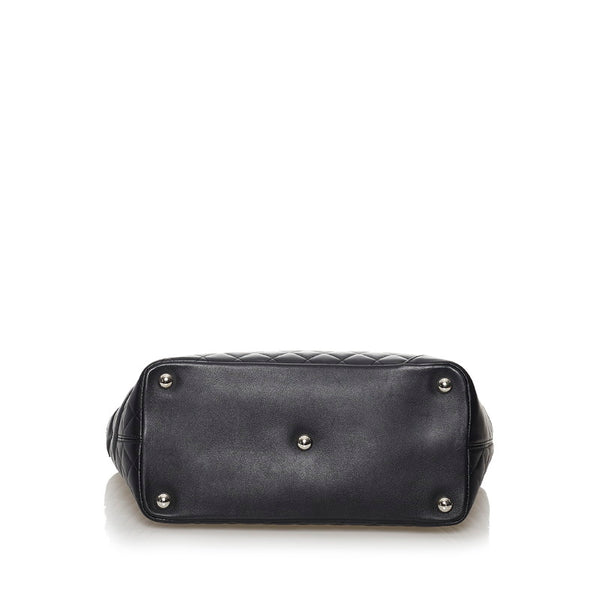 シャネル カンボンライン ラージ トートバッグ ブラック ラムスキン レディース CHANEL 【中古】