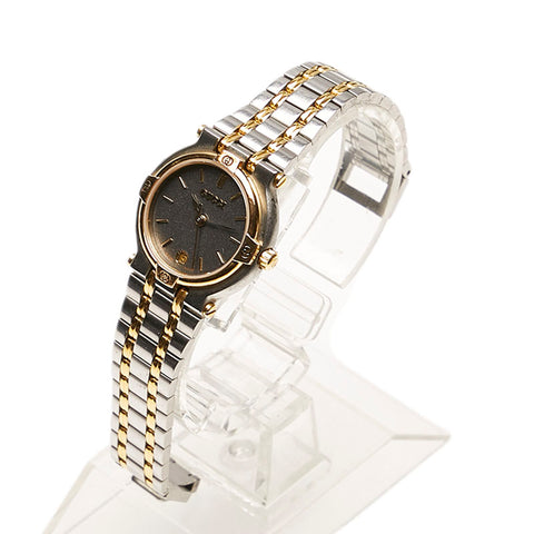 グッチ 9000L シルバー ゴールド メタル メッキ 腕時計 レディース GUCCI クオーツ ブラック文字盤 【中古】